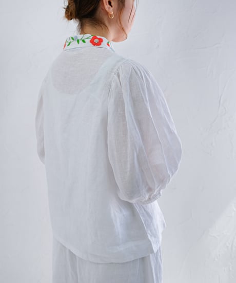 アリ刺繍Singリネンシャツ