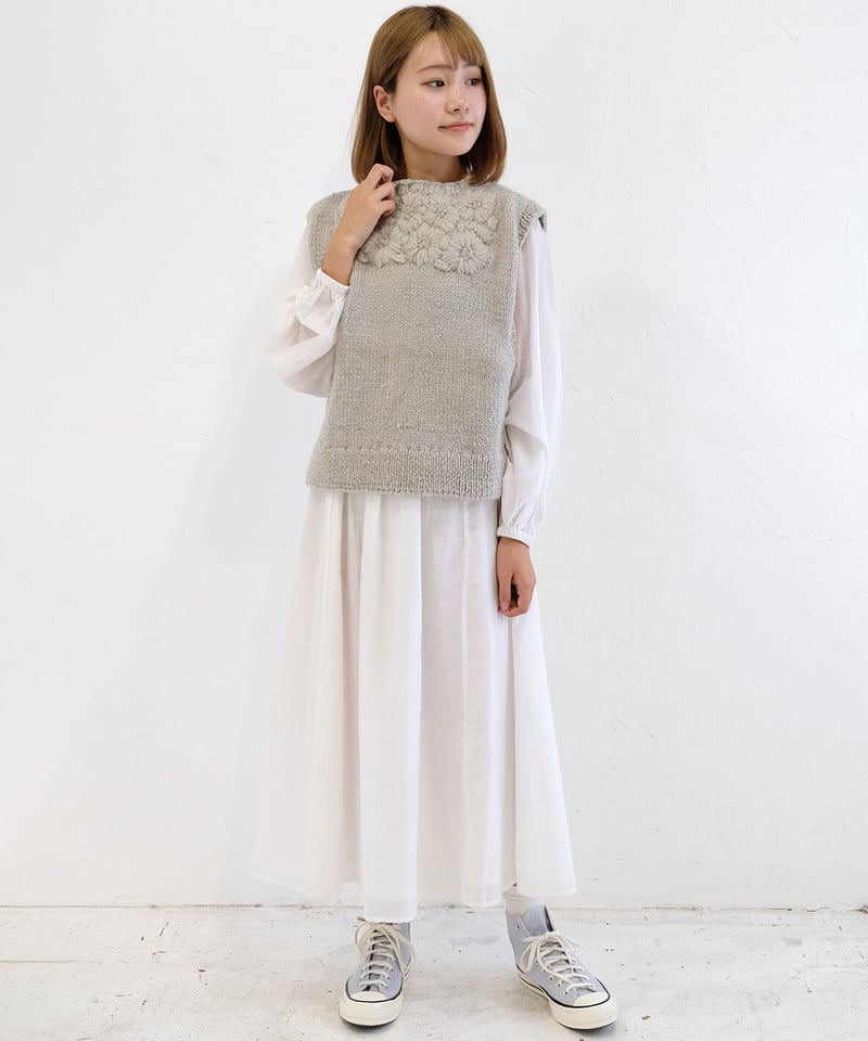 コットンシルク アリ刺繍ワンピース | kapuwa コットンシルク アリ刺繍ワンピース | kapuwa