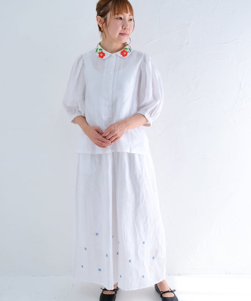 kapuwa あり刺繍 Sing リネンシャツ 長袖 ブラウス 麻 kapuwa】刺繍ブラウス