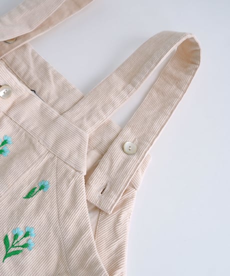 アリ刺繍コーデュロイサロペ