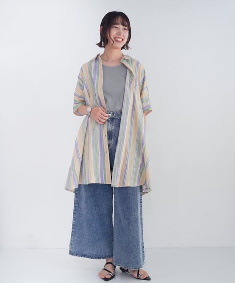 Multi stripeカディシャツチュニック