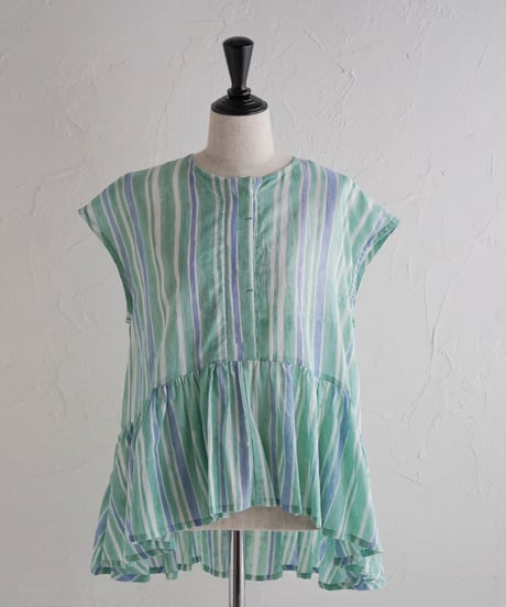 Mix stripeコットンフレンチスリーブPO