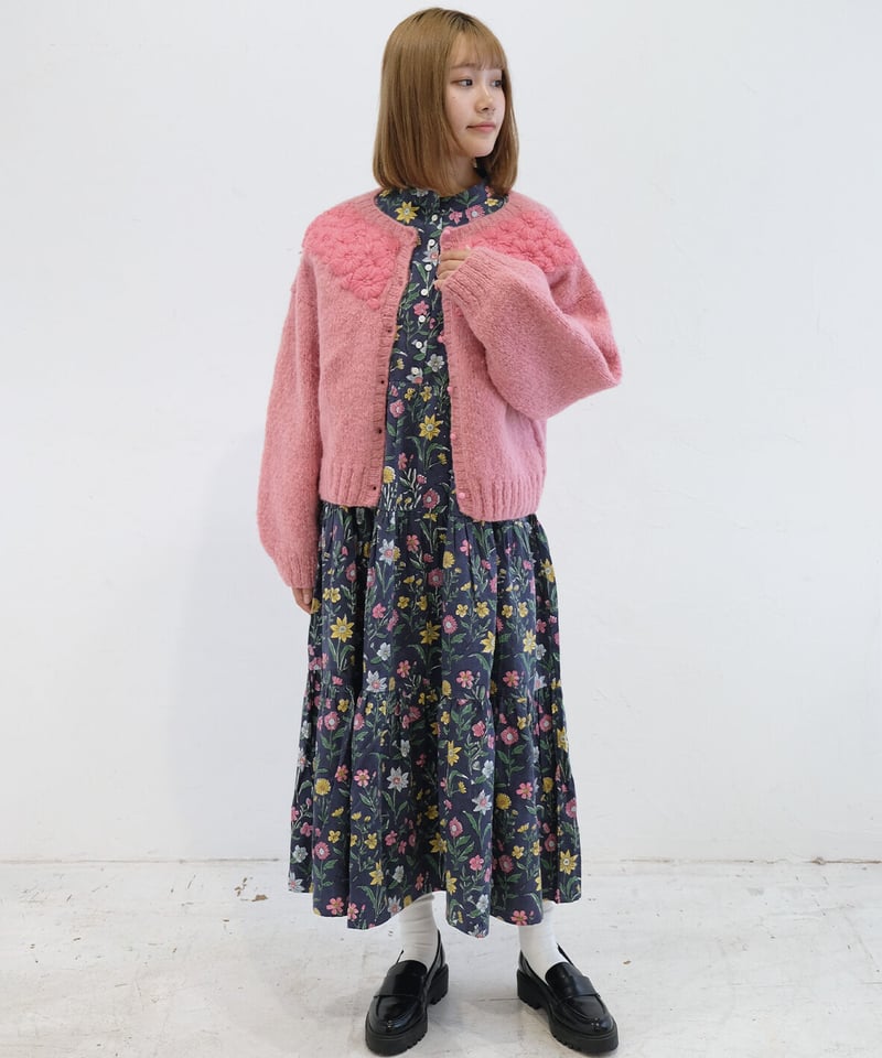 ウールナイロンフラワーカーディガン | kapuwa