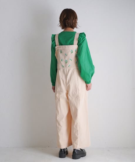 アリ刺繍コーデュロイサロペ
