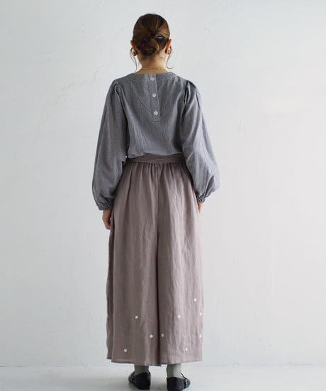 あり刺繍Singリネンワイドパンツ