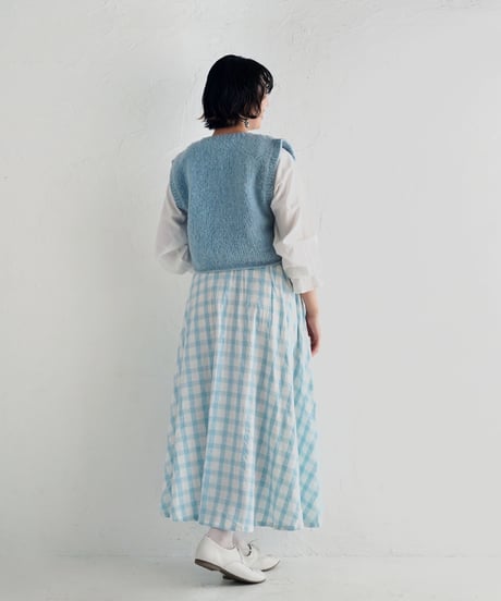 【ネパールハンドメイドニット】手編みフラワーモチーフベスト