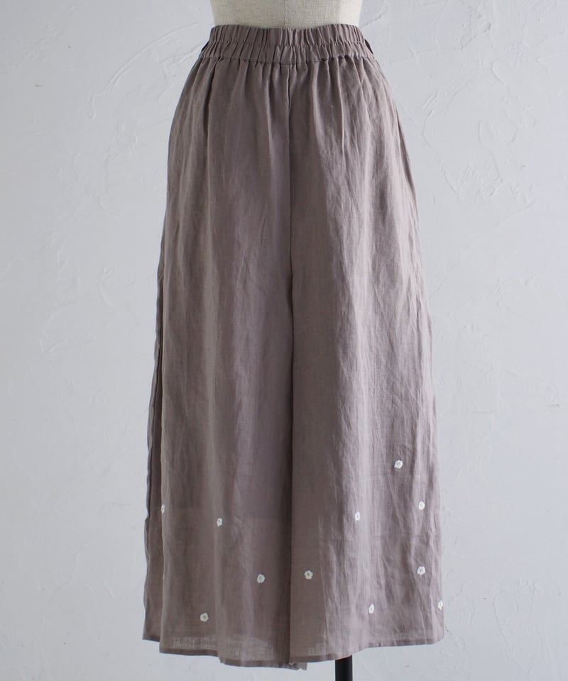 あり刺繍Singリネンワイドパンツ | kapuwa 