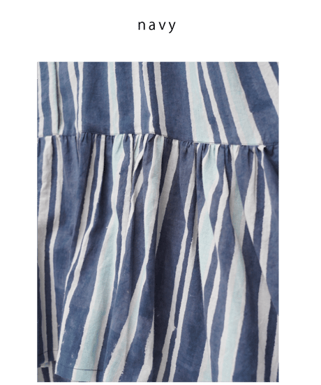 Mix stripeコットンフレンチスリーブPO