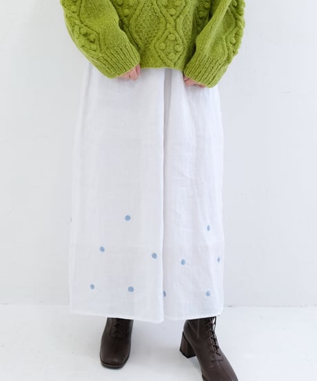 アリ刺繍Singリネンワイドパンツ