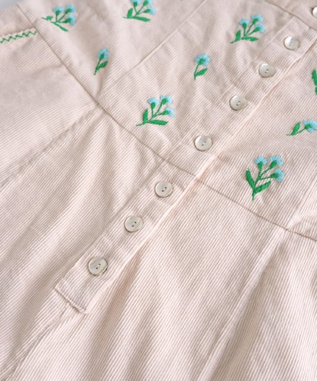 アリ刺繍コーデュロイサロペ