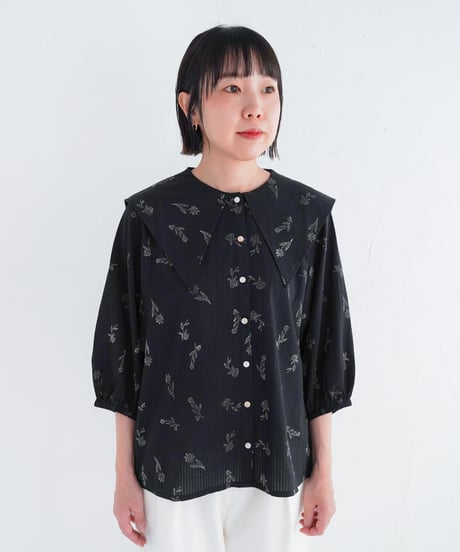moveストライプファブリックシャツ