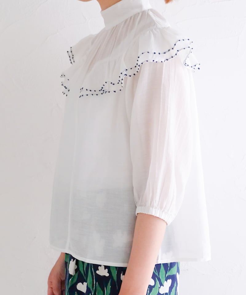 FRAMeWORK コットンシルクフリルブラウス コットンシルクフリルブラウス