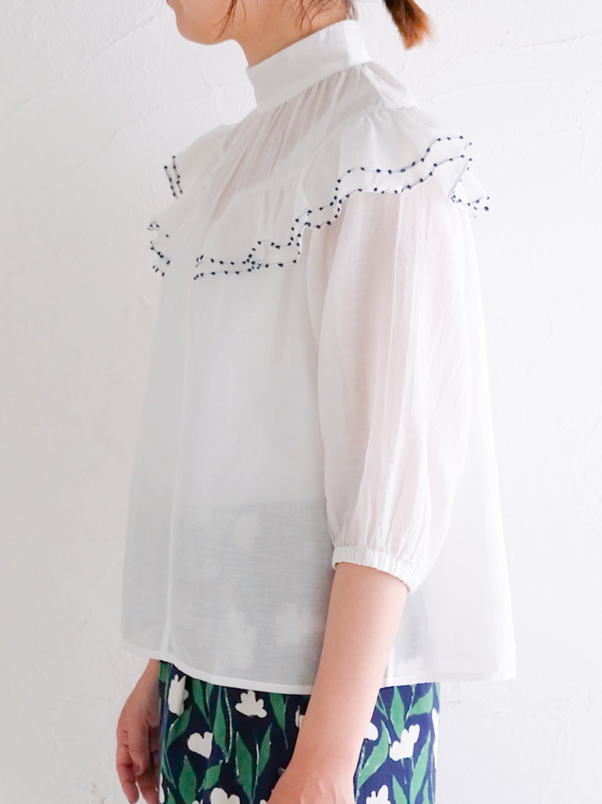 Drawer 2023SS コットンシルクフリルカフブラウス Drawer 2023SS コットンシルクフリルカフブラウス - メルカリ