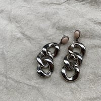 beige stone silver chain pierce・earring