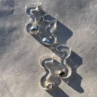 stone clear crooked pierce earring (gold silver)