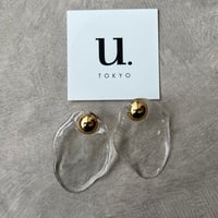 gold mini stone clear  pierce earring