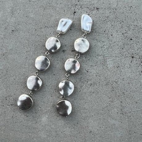baroque pearl silver stone pierce earring