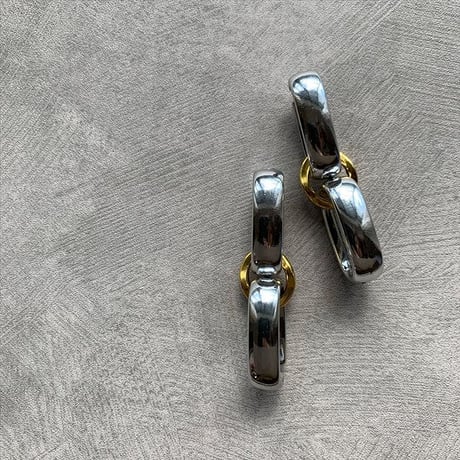 silver chain vintage  gold pierce・earring