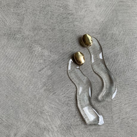 gold stone clear snake pierce・earring