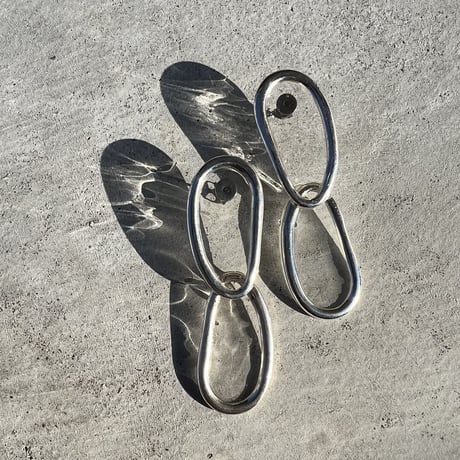 clear silver double  pierce earring