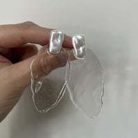 square pearl clear pieace earring