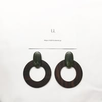vintagegreenストーン×woodフープピアス・イヤリング