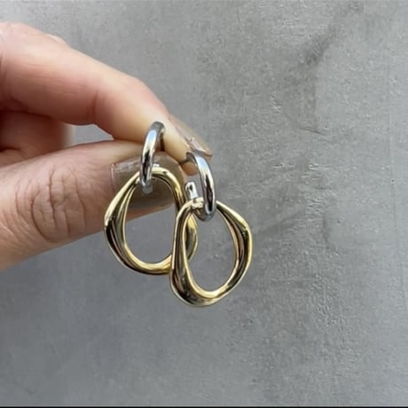 《予約販売》 2way gold silver hoop pierce