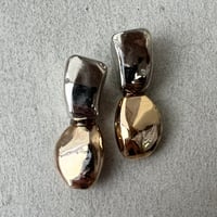 【予約販売】 square silver beads gold beads clear pierce earring