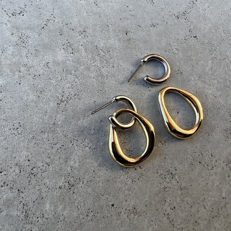 《予約販売》 2way gold silver hoop pierce