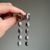 silver marble stone long pierce earring