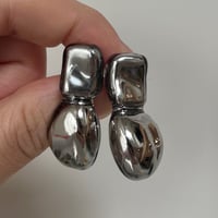 mini silver squareが mini silver oval pierce earring