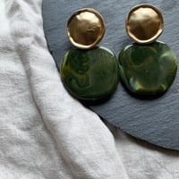 vintage  gold green marble pierce