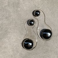 silver cabochon clear curve pierce earring