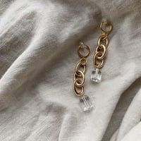 gold chain clear pierce・earring