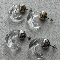 stone cvrve clear pierce earring(gold silver)
