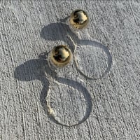 gold clear double  oval pierce earring