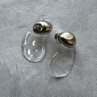 gold curve clear pierce earring
