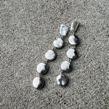 baroque pearl silver stone pierce earring