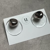 silver clear oval pierce earring