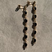 gold black long beads pierce・earring