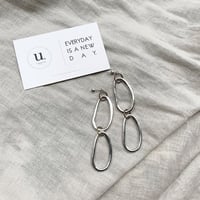 silver metal double ring pierce・earring
