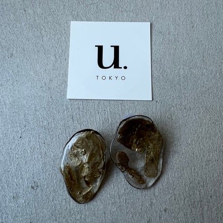 clear gold paint nuance pierce earring