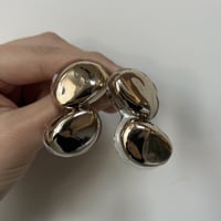gold double stone clear pierce earring