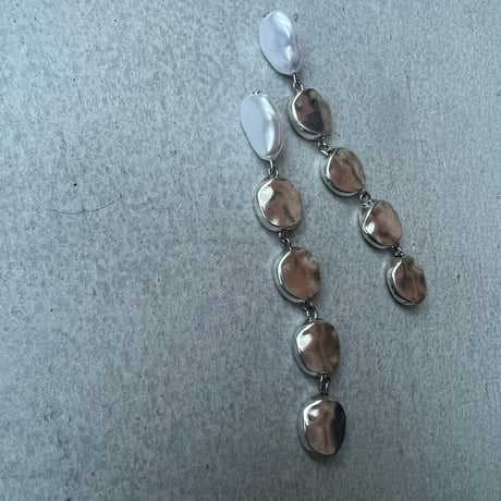 baroque pearl silver stone pierce earring