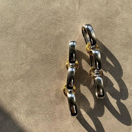 silver chain vintage  gold pierce・earring