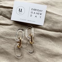 clear double gold chain pierce・earring