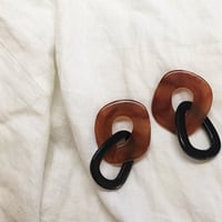 brown marble×blackフープピアス・イヤリング