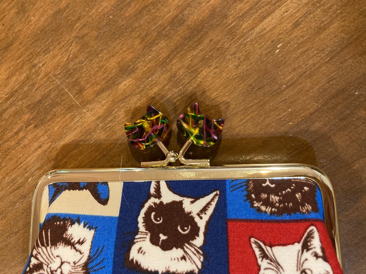 新作！にゃんぶ藩士 和雑貨Handmade KEI's さんの12㎝角型がま口