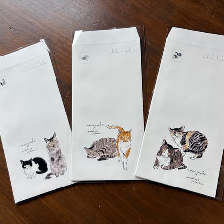 ハラミチヨさんが描く！モデルはもりねこのねこ　オリジナル封筒（A4三つ折りサイズ）