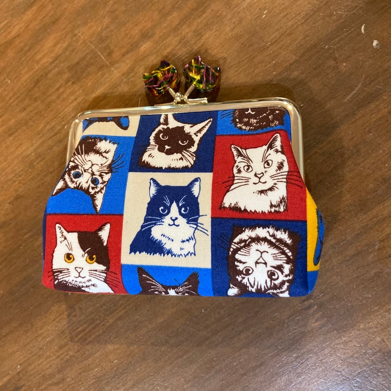 新作！にゃんぶ藩士 和雑貨Handmade KEI's さんの12㎝角型がま口